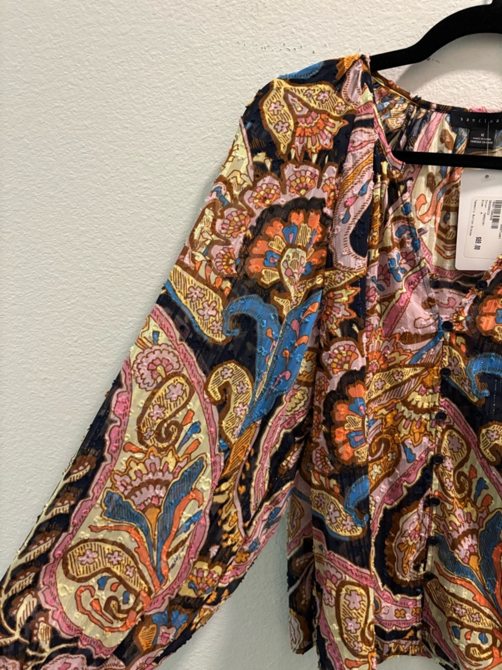 NWT Sancutary Women’s Paisley Peasant Blouse, size M - Picture 4 of 7